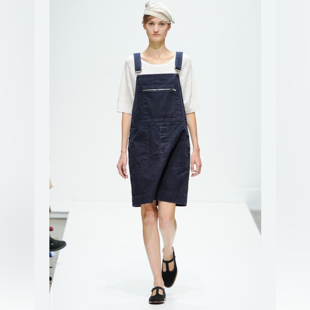 Casual Navy Denim Pinafore Dress - Women's